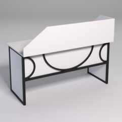 Стол рабочий офисный С-04 с экраном СТРОНГ в стиле ЛОФТ декор №1, Белый