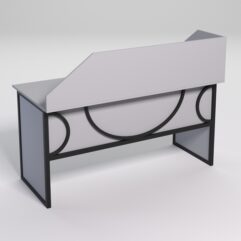 Стол рабочий офисный С-04 с экраном СТРОНГ в стиле ЛОФТ декор №1, Серый