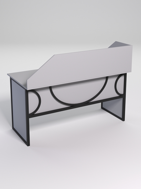 Стол рабочий офисный С-04 с экраном СТРОНГ в стиле ЛОФТ декор №1, Серый