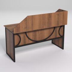 Стол рабочий офисный С-04 с экраном СТРОНГ в стиле ЛОФТ декор №1, Орех