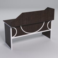 Стол рабочий офисный С-04 с экраном СТРОНГ в стиле ЛОФТ декор №1, Дуб Венге + металлический каркас Белый