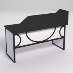 Стол рабочий офисный С-04 с экраном СТРОНГ в стиле ЛОФТ декор №1, Черный и Белый