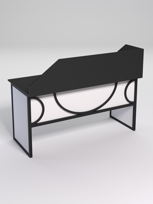 Стол рабочий офисный С-04 с экраном СТРОНГ в стиле ЛОФТ декор №1, Черный и Белый