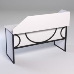 Стол рабочий офисный С-04А с экраном СТРОНГ в стиле ЛОФТ декор №1, Белый