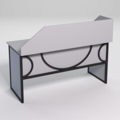 Стол рабочий офисный С-04А с экраном СТРОНГ в стиле ЛОФТ декор №1, Серый