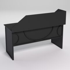 Стол рабочий офисный С-04А с экраном СТРОНГ в стиле ЛОФТ декор №1, Черный