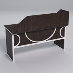 Стол рабочий офисный С-04А с экраном СТРОНГ в стиле ЛОФТ декор №1, Дуб Венге + металлический каркас Белый