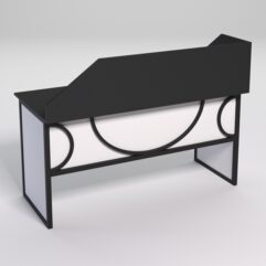 Стол рабочий офисный С-04А с экраном СТРОНГ в стиле ЛОФТ декор №1, Черный и Белый