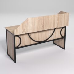 Стол рабочий офисный С-05 с экраном СТРОНГ в стиле ЛОФТ декор №1, Дуб Сонома