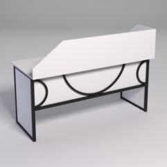 Стол рабочий офисный С-05 с экраном СТРОНГ в стиле ЛОФТ декор №1, Белый