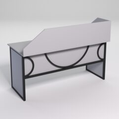 Стол рабочий офисный С-05 с экраном СТРОНГ в стиле ЛОФТ декор №1, Серый