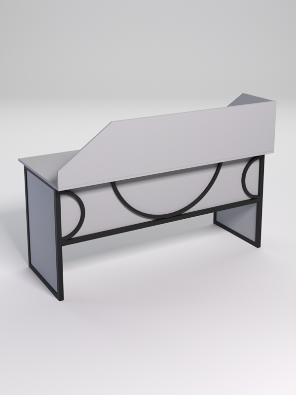 Стол рабочий офисный С-05 с экраном СТРОНГ в стиле ЛОФТ декор №1, Серый