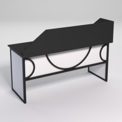 Стол рабочий офисный С-05 с экраном СТРОНГ в стиле ЛОФТ декор №1, Черный и Белый