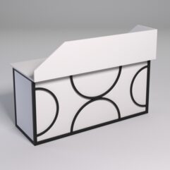 Стол рабочий офисный С-05А с экраном СТРОНГ в стиле ЛОФТ декор №1, Белый