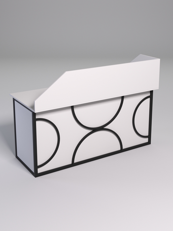 Стол рабочий офисный С-05А с экраном СТРОНГ в стиле ЛОФТ декор №1, Белый