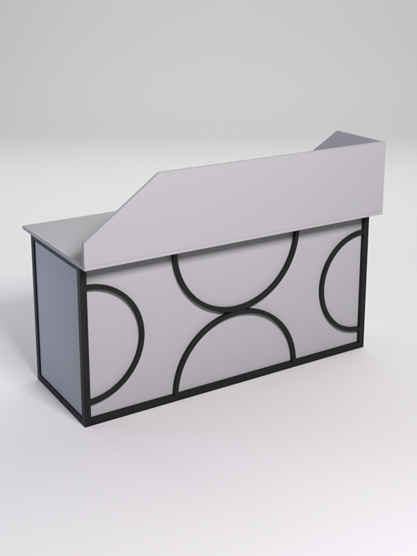 Стол рабочий офисный С-05А с экраном СТРОНГ в стиле ЛОФТ декор №1, Серый