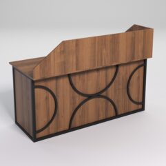 Стол рабочий офисный С-05А с экраном СТРОНГ в стиле ЛОФТ декор №1, Орех