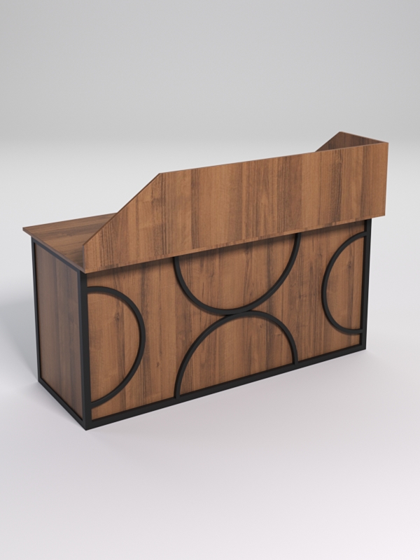 Стол рабочий офисный С-05А с экраном СТРОНГ в стиле ЛОФТ декор №1, Орех