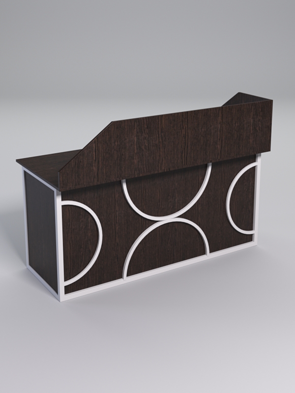 Стол рабочий офисный С-05А с экраном СТРОНГ в стиле ЛОФТ декор №1, Дуб Венге + металлический каркас Белый