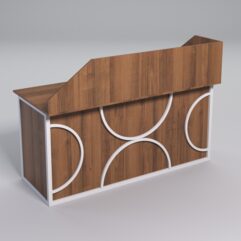 Стол рабочий офисный С-05А с экраном СТРОНГ в стиле ЛОФТ декор №1, Орех + металлический каркас Белый