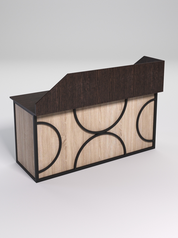 Стол рабочий офисный С-05А с экраном СТРОНГ в стиле ЛОФТ декор №1, Дуб Венге и Дуб Сонома