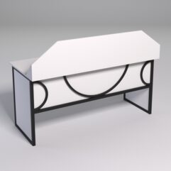 Стол рабочий офисный С-05-1 с экраном СТРОНГ в стиле ЛОФТ декор №1, Белый