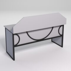 Стол рабочий офисный С-05-1 с экраном СТРОНГ в стиле ЛОФТ декор №1, Серый