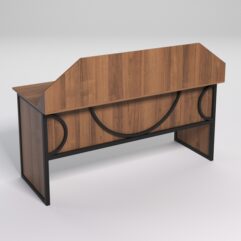 Стол рабочий офисный С-05-1 с экраном СТРОНГ в стиле ЛОФТ декор №1, Орех