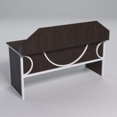 Стол рабочий офисный С-05-1 с экраном СТРОНГ в стиле ЛОФТ декор №1, Дуб Венге + металлический каркас Белый