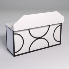 Стол рабочий офисный С-05-1А с экраном СТРОНГ в стиле ЛОФТ декор №1, Белый