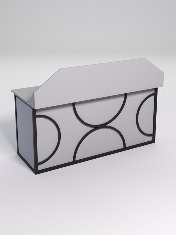 Стол рабочий офисный С-05-1А с экраном СТРОНГ в стиле ЛОФТ декор №1, Серый