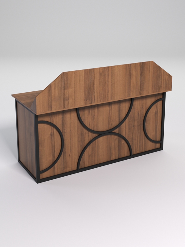 Стол рабочий офисный С-05-1А с экраном СТРОНГ в стиле ЛОФТ декор №1, Орех