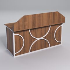 Стол рабочий офисный С-05-1А с экраном СТРОНГ в стиле ЛОФТ декор №1, Орех + металлический каркас Белый