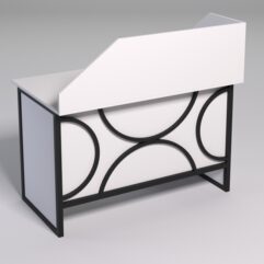 Стол однотумбовый офисный С-06 (левосторонний) с экраном СТРОНГ в стиле ЛОФТ декор №1, Белый