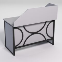 Стол однотумбовый офисный С-06 (левосторонний) с экраном СТРОНГ в стиле ЛОФТ декор №1, Серый