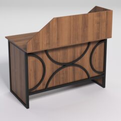 Стол однотумбовый офисный С-06 (левосторонний) с экраном СТРОНГ в стиле ЛОФТ декор №1, Орех