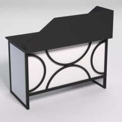 Стол однотумбовый офисный С-06 (левосторонний) с экраном СТРОНГ в стиле ЛОФТ декор №1, Черный и Белый