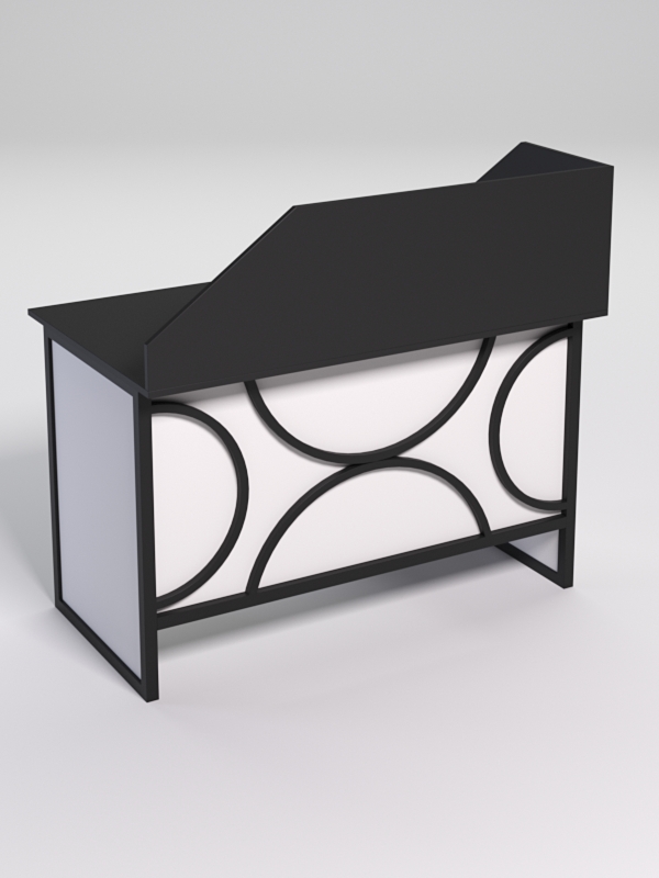 Стол однотумбовый офисный С-06 (левосторонний) с экраном СТРОНГ в стиле ЛОФТ декор №1, Черный и Белый