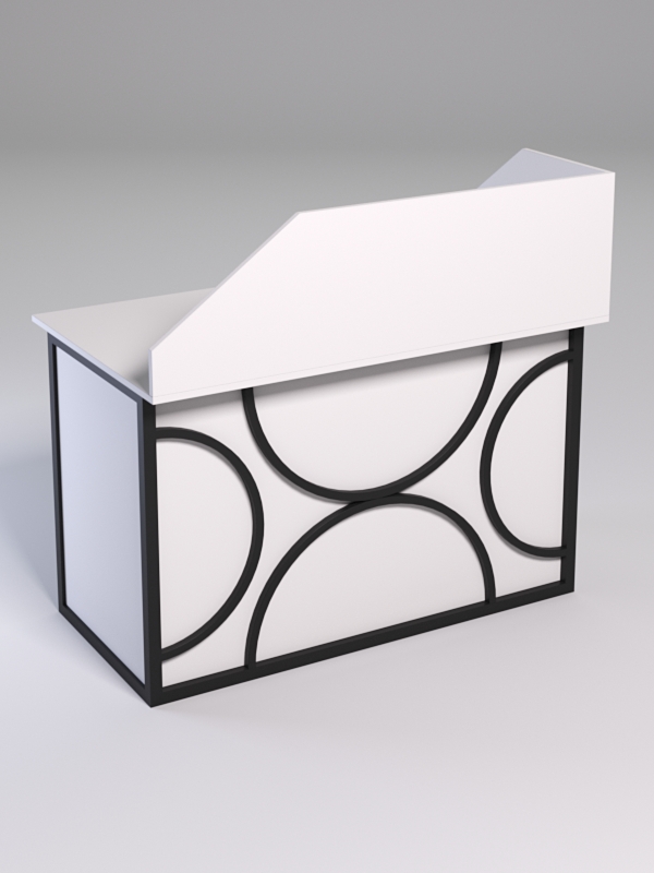 Стол однотумбовый офисный С-06А (левосторонний) с экраном СТРОНГ в стиле ЛОФТ декор №1, Белый