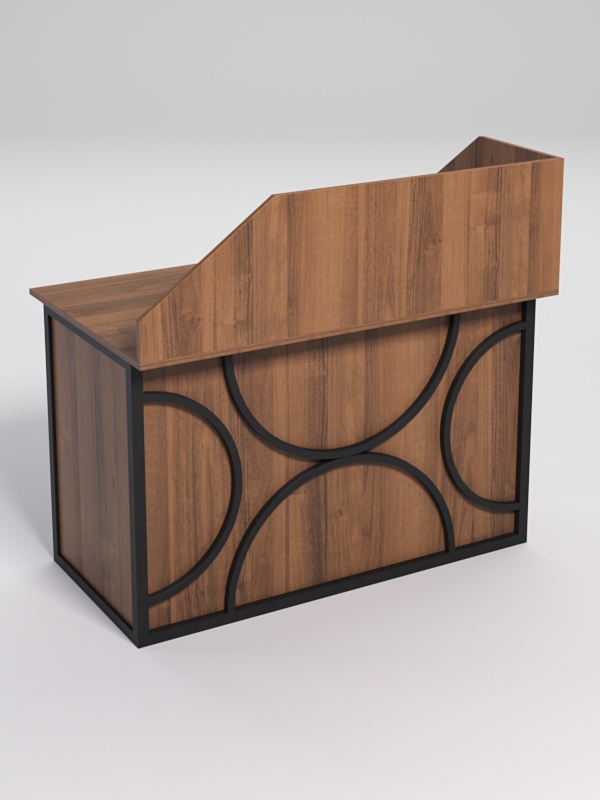 Стол однотумбовый офисный С-06А (левосторонний) с экраном СТРОНГ в стиле ЛОФТ декор №1, Орех