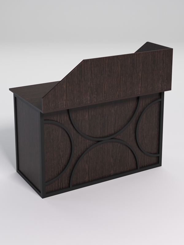 Стол однотумбовый офисный С-06А (левосторонний) с экраном СТРОНГ в стиле ЛОФТ декор №1, Дуб Венге