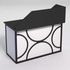 Стол однотумбовый офисный С-06А (левосторонний) с экраном СТРОНГ в стиле ЛОФТ декор №1, Черный и Белый