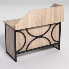 Стол однотумбовый офисный С-06 (правосторонний) с экраном СТРОНГ в стиле ЛОФТ декор №1, Дуб Сонома