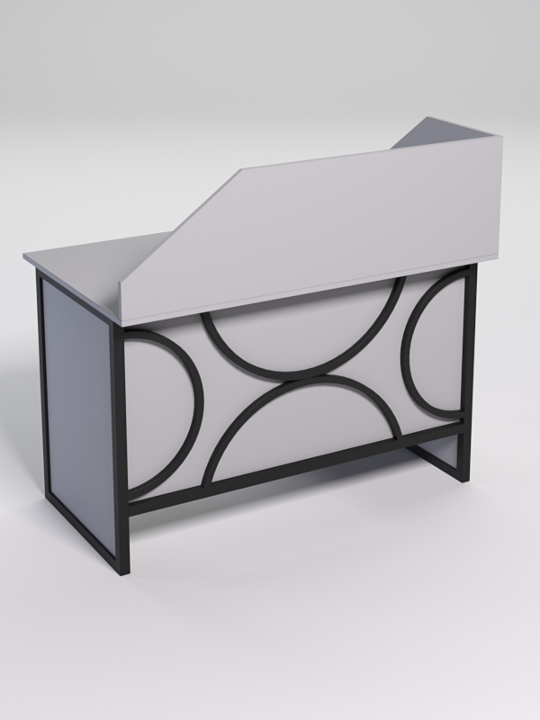 Стол однотумбовый офисный С-06 (правосторонний) с экраном СТРОНГ в стиле ЛОФТ декор №1, Серый