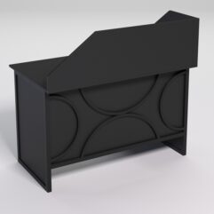 Стол однотумбовый офисный С-06 (правосторонний) с экраном СТРОНГ в стиле ЛОФТ декор №1, Черный