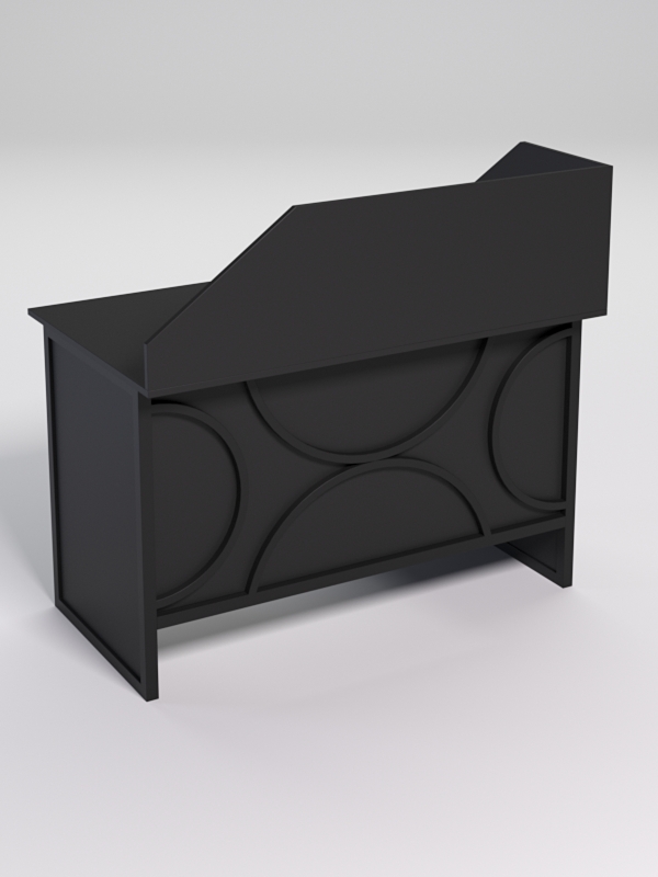 Стол однотумбовый офисный С-06 (правосторонний) с экраном СТРОНГ в стиле ЛОФТ декор №1, Черный