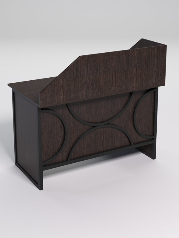 Стол однотумбовый офисный С-06 (правосторонний) с экраном СТРОНГ в стиле ЛОФТ декор №1, Дуб Венге