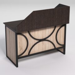 Стол однотумбовый офисный С-06 (правосторонний) с экраном СТРОНГ в стиле ЛОФТ декор №1, Дуб Венге и Дуб Сонома