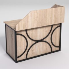 Стол однотумбовый офисный С-06А (правосторонний) с экраном СТРОНГ в стиле ЛОФТ декор №1, Дуб Сонома