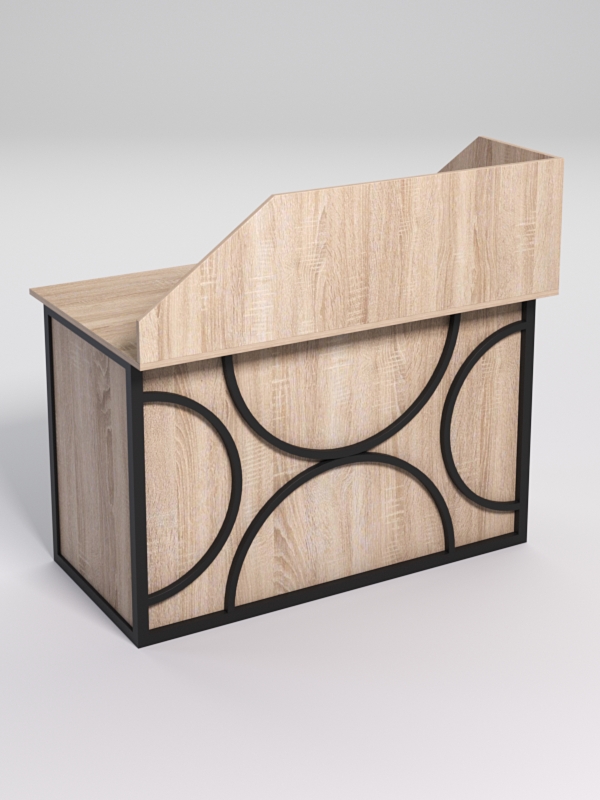 Стол однотумбовый офисный С-06А (правосторонний) с экраном СТРОНГ в стиле ЛОФТ декор №1, Дуб Сонома